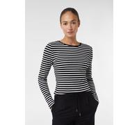 Langarmshirt, Damen, Gr. 38, schwarz-weiß (schwarz, weiß stripe), Single Jersey, Obermaterial: 95% Viskose, 5% Elasthan, COMMA CASUAL IDENTITY, figurbetont, Rundhals, Shirts Langarmshirt, gestreift, f