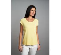 T-Shirt SEIDEL MODEN, Damen, Gr. 34, vanille,21, Jersey, Obermaterial: 95% Viskose, 5% Elasthan, figurumspielend hüftlang, Rundhals, abgesteppte Kante, Shirts T-Shirt, mit Kappenärmel, MADE IN GERMANY