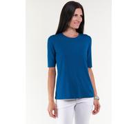 T-Shirt SEIDEL MODEN, Damen, Gr. 36, blau (petrol), Jersey, Obermaterial: 95% Viskose, 5% Elasthan, unifarben, regular fit hüftbedeckend, Rundhals, Shirts T-Shirt, MADE IN GERMANY (76781225-36) petrol