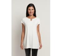 T-Shirt SEIDEL MODEN, Damen, Gr. 40, weiß (sanftes weiß,11), Jersey, Obermaterial: 95% Viskose, 5% Elasthan, unifarben, regular fit Po-bedeckend, U-Boot-Ausschnitt, Shirts T-Shirt, mit überschnittenen