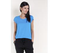 T-Shirt SEIDEL MODEN, Damen, Gr. 42, blau (türkis), Jersey, Obermaterial: 96% Viskose, 4% Elasthan, unifarben, figurumspielend hüftlang, Rundhals, abgesteppte Kante, Shirts T-Shirt, mit Kappenärmel, M