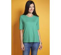 T-Shirt SEIDEL MODEN, Damen, Gr. 48, grün, Jersey, Obermaterial: 95% Viskose, 5% Elasthan, unifarben, Basic, figurumspielend hüftlang, Rundhals, abgesteppte Kante, Shirts T-Shirt, mit Rundhalsausschni