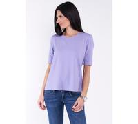 T-Shirt SEIDEL MODEN, Damen, Gr. 48, lila (flieder), Jersey, Obermaterial: 95% Viskose, 5% Elasthan, unifarben, Basic, figurumspielend hüftlang, Rundhals, abgesteppte Kante, Shirts T-Shirt, mit Rundha