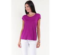 T-Shirt SEIDEL MODEN, Damen, Gr. 50, lila (beere), Jersey, Obermaterial: 95% Viskose, 5% Elasthan, unifarben, figurumspielend hüftlang, Rundhals, abgesteppte Kante, Shirts T-Shirt, mit Kappenärmel, MA