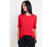 T-Shirt SEIDEL MODEN, Damen, Gr. 52, rot, Jersey, Obermaterial: 96% Viskose, 4% Elasthan, unifarben, Basic, figurumspielend hüftlang, Rundhals, abgesteppte Kante, Shirts T-Shirt, mit Rundhalsausschnit