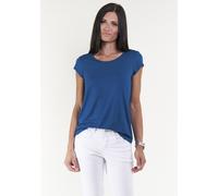 T-Shirt SEIDEL MODEN, Damen, Gr. 54, blau (petrol), Jersey, Obermaterial: 95% Viskose, 5% Elasthan, unifarben, figurumspielend hüftlang, Rundhals, abgesteppte Kante, Shirts T-Shirt, mit Kappenärmel, M