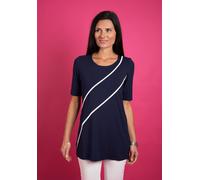 T-Shirt SEIDEL MODEN "Exklusiv bei OTTO", Damen, Gr. 44, blau (navy), Jersey, Obermaterial: 95% Viskose, 5% Elasthan, kontrastfarbene Details, regular fit Po-bedeckend, Rundhals, Shirts T-Shirt, mit S