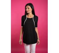T-Shirt SEIDEL MODEN "Exklusiv bei OTTO", Damen, Gr. 46, schwarz (schwarz,99), Jersey, Obermaterial: 95% Viskose, 5% Elasthan, kontrastfarbene Details, unifarben, regular fit Po-bedeckend, Rundhals, S