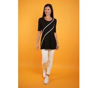 T-Shirt SEIDEL MODEN "Exklusiv bei OTTO", Damen, Gr. 48, schwarz, Jersey, Obermaterial: 95% Viskose, 5% Elasthan, kontrastfarbene Details, regular fit Po-bedeckend, Rundhals, Shirts T-Shirt, mit Strei