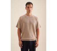 T-Shirt SEIDENSTICKER "Regular", Herren, Gr. S, beige, 70% Leinen, 30% Baumwolle, unifarben, regular fit, Rundhals, Shirts T-Shirt, Kurzarm Rundhals Uni (81656224-S)