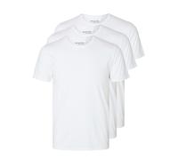 T-Shirt SELECTED HOMME "SLHROLAND SS O-NECK TEE 3-PACK NOOS", Damen, Gr. S, weiß (hellweiß), Jersey, Obermaterial: 95% Baumwolle, 5% Elasthan, unifarben, Basic, regular fit normal, Rundhals, Shirts T-