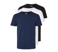 T-Shirt SELECTED "SLHROLAND SS O-NECK TEE 3-PACK NOOS", Herren, Gr. S, schwarz, Jersey, Obermaterial: 95% Baumwolle, 5% Elasthan, unifarben, Basic, regular fit normal, Rundhals, Shirts T-Shirt (559860