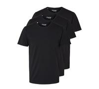 T-Shirt SELECTED "SLHROLAND SS O-NECK TEE 3-PACK NOOS", Herren, Gr. S, schwarz, Jersey, Obermaterial: 95% Baumwolle, 5% Elasthan, unifarben, Basic, regular fit normal, Rundhals, Shirts T-Shirt (226718