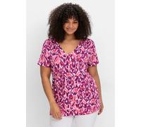 T-Shirt SHEEGO BY JOE BROWNS "T-Shirt", Damen, Gr. 48/50, pink (pink, gemustert), 95% Viskose, 5% Elasthan, gemustert, V-Ausschnitt, Shirts T-Shirt (68434046-48) pink, gemustert