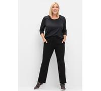 T-Shirt SHEEGO "Funktionsshirt", Damen, Gr. 48/50, schwarz, 90% Polyester, 10% Elasthan, unifarben, Rundhals, Shirts T-Shirt (40951505-48) schwarz