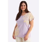 T-Shirt SHEEGO "Halbarmshirt", Damen, Gr. 56/58, flieder, vanille, bedruckt, 100% Baumwolle, bedruckt, geblümt, gemustert, mehrfarbig, Rundhals, Shirts T-Shirt (51988714-56) flieder, vanille, bedruckt