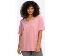 Sheego V-Shirt in Flammgarn-Struktur 56/58 rosenquarz