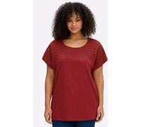 T-Shirt SHEEGO "Kurzarm-Shirt", Damen, Gr. 52/54, rot (kirsche), 100% Baumwolle, Besatz:100% Baumwolle, unifarben, Rundhals, Shirts T-Shirt (12933207-52) kirsche