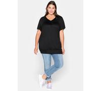 T-Shirt SHEEGO "T-Shirt", Damen, Gr. 40/42, schwarz, 100% Viskose, unifarben, Rundhals, Shirts T-Shirt (67638449-40) schwarz