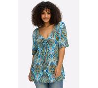 Sheego Print-Shirt 44/46 aquamarin-royalblau-gemustert