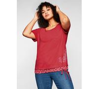 sheego Shirt in 2-in-1-Optik mit Print und Tunnelzug, rot, 44/46 mohnrot