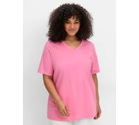 Sheego V-Shirt aus leichtem Jersey 48/50 blumiges pink