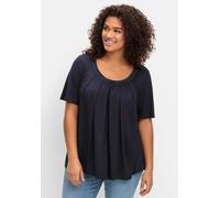 T-Shirt SHEEGO "T-Shirt", Damen, Gr. 52/54, blau (tiefblau), 95% Viskose, 5% Elasthan, unifarben, Rundhals, Shirts T-Shirt (43008436-52) tiefblau
