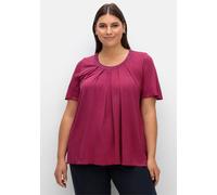T-Shirt SHEEGO "T-Shirt", Damen, Gr. 56/58, lila (beere), 95% Viskose, 5% Elasthan, unifarben, Rundhals, Shirts T-Shirt (55898321-56) beere