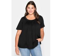 T-Shirt SHEEGO "T-Shirt", Damen, Gr. 56/58, schwarz, 95% Viskose, 5% Elasthan, unifarben, Rundhals, Shirts T-Shirt (50788567-56) schwarz
