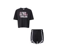 T-Shirt & Shorts CHAMPION "Graphic Oversized Fit T-Shirt and Shorts set", Mädchen, Gr. XXL (176), nbk, nbk, Obermaterial: 100% Baumwolle, KOB Set-Artikel, 2-teiliges Set aus T-Shirt und Shorts, für Ki