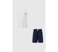 T-Shirt & Shorts CHAMPION "Graphic T-Shirt and Shorts Set", Jungen, Gr. XXL (176), weiß (wht, nava), Obermaterial: 100% Baumwolle, KOB Set-Artikel, 2-teiliges Set aus T-Shirt und Shorts, für sportlich