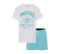 T-Shirt & Shorts CHAMPION "Kids' Beach Set", Mädchen, Gr. XL (164/170), wht, mlkb, nava, Obermaterial: 100% Baumwolle. Innenseite: 100% Polyester. Innenslip: 100% Polyester. Obermaterial Hose: 100% Po