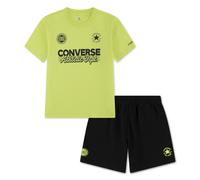 T-Shirt & Shorts CONVERSE "CNVB MULTI HIT GFX SHORT SET", Jungen, Gr. 104 (4), schwarz, Obermaterial: 60% Baumwolle, 40% Polyester, KOB Set-Artikel, für Children, 2-teilig, für sportliche Aktivitäten