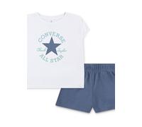 T-Shirt & Shorts CONVERSE "CNVGBOXY TEE & SHORT SET", Mädchen, Gr. 158 (XL), blau (lakeside blau), Single Jersey, Obermaterial: 65% Polyester, 35% Viskose. Obermaterial Hose: 60% Baumwolle, 40% Polyes