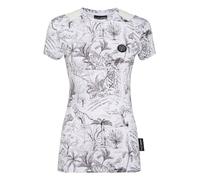 T-Shirt PLEIN SPORT "T-Shirt Slim Fit", Damen, Gr. L, weiß (01, weiß), Obermaterial: 95% Polyester, 5% Elasthan, Shirts (38338516-L) 01, weiß