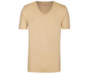 T-Shirt - Slim Fit - V-Ausschnitt - caramel Pure