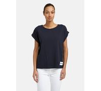 T-Shirt SMITH & SOUL, Damen, Gr. L, blau (marine), Single Jersey, Obermaterial: 46% Baumwolle, 46% Lyocell, 8% Elasthan, unifarben, normal, Rundhals, Umschlagsaum, Shirts T-Shirt, mit Umschlagsaum, Ru