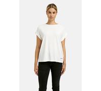 T-Shirt SMITH & SOUL, Damen, Gr. L, weiß, Single Jersey, Obermaterial: 46% Baumwolle, 46% Lyocell, 8% Elasthan, unifarben, normal, Rundhals, Umschlagsaum, Shirts T-Shirt, mit Umschlagsaum, Rundhalsfor