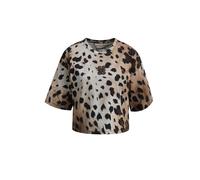 Smith&Soul T-Shirt Boxy Cropped AOP – gemustert, 100% Baumwolle, Rundhals – Damen S, braun