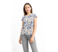 T-Shirt SOYACONCEPT "SC-ARETHA 38", Damen, Gr. S, blau (air blau combi), Single Jersey, Obermaterial: 100% Polyester, gemustert, Rundhals, Shirts T-Shirt (30326810-S)