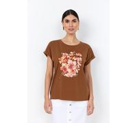T-Shirt SOYACONCEPT "SC-RINA FP 18", Damen, Gr. M, braun (toffee), Single Jersey, Obermaterial: 95% Baumwolle, 5% Elasthan, bedruckt, normal, Rundhals, Shirts T-Shirt, Baumwolle mit Stretch (78669345-