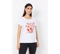 T-Shirt SOYACONCEPT "SC-RINA FP 18", Damen, Gr. S, weiß (salmon), Single Jersey, Obermaterial: 95% Baumwolle, 5% Elasthan, bedruckt, normal, Rundhals, Shirts T-Shirt, Baumwolle mit Stretch (38532727-S