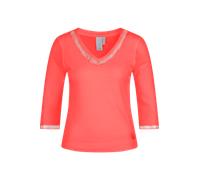 T-Shirt SPORTALM KITZBÜHEL, Damen, Gr. 38, rot (strawberry rot), Single Jersey, Obermaterial: 100% Lyocell, clean, unifarben, körpernah hüftlang, V-Ausschnitt, Shirts T-Shirt, mit Folienglanzdruck (87
