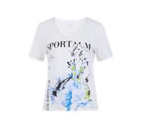 T-Shirt SPORTALM KITZBÜHEL, Damen, Gr. 42, weiß, Single Jersey, Obermaterial: 100% Baumwolle, unifarben, regular fit taillenbedeckt, V-Ausschnitt, eingesetzt abgesteppte Kante, Shirts T-Shirt, Regular