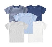 T-Shirt STACCATO, Jungen, Gr. 104/110, bunt, Oberstoff: 100% Baumwolle., gestreift, meliert, unifarben, Basic, normal, Rundhals, Shirts T-Shirt, 5er-Pack (16837934-104) bunt