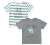 T-Shirt STACCATO, Jungen, Gr. 116/122, pistachio gr, Single Jersey, Obermaterial: 100% Baumwolle, bedruckt, geringelt, normal hüftbedeckend, Rundhals, Shirts T-Shirt, 2er Pack kurzarm, geringelt, Moti