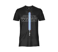 T-Shirt Star Wars Laserschwert. Unisex-T-Shirt für Erwachsene. Schwarzes T-Shirt aus Baumwolle. (Medium)
