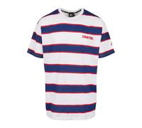 T-Shirt STARTER BLACK LABEL "Starter Black Label Herren Starter Logo Striped Tee", Damen, Gr. XS, weiß, blau, 100% Baumwolle, gestreift, normal, ohne Ausschnitt, Shirts T-Shirt (44942155-XS) weiß, bla