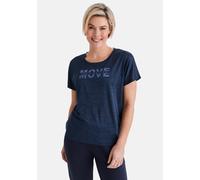 T-Shirt STOOKER WOMEN "CARLY Sport T-Shirt", Damen, Gr. 40/42, navy meliert, Feinstrick, 100% Polyester, loose fit, Rundhals, Shirts T-Shirt, Sport T-Shirt kurzarm für Damen (75292539-M) navy meliert