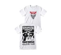 T-Shirt Stranger Things Eddie Munson Hellfire Club T-Shirt Doppeldruck Unisex Erwachsene, Elfenbein, XL